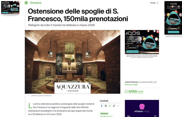 ANSA – Ostensione delle spoglie di S. Francesco, 150mila prenotazioni