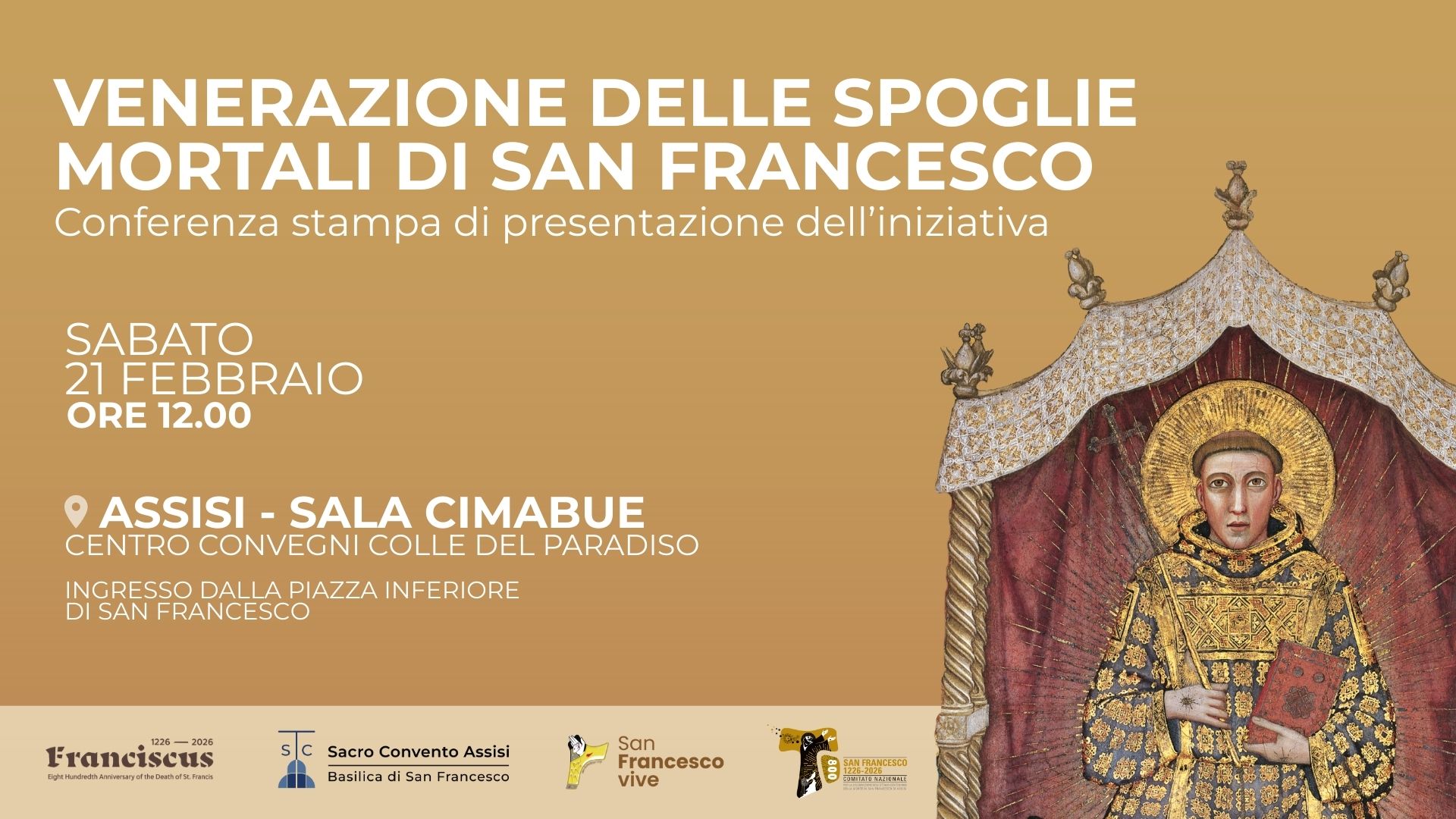 Venerazione spoglie mortali di san Francesco: conferenza stampa di presentazione dell’iniziativa